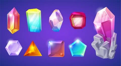 Crystal stone vector crystalline gem and precious gemstone for jewellery Stock Illustration