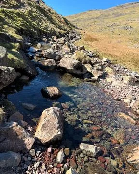 Crystal Stream Through Mountain Path Stock Photos
