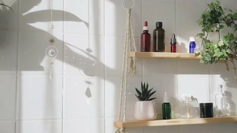 Crystal sun catcher and eco friendly biophilic desigh Stock Footage 184101783