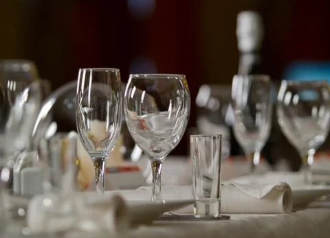 Crystal table setting at a restaurant Foto stock