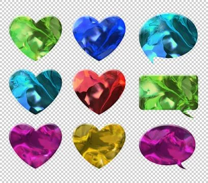 Crystal texture of heart and chat bubble shape Stock Illustration