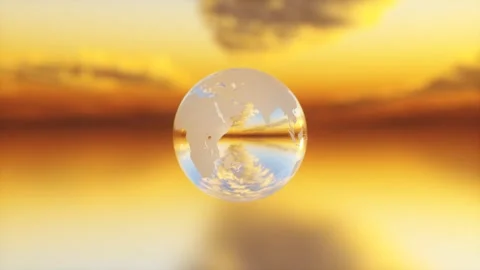 Crystal, transparent ball against a background of beautiful clouds Stock Footage 260898046