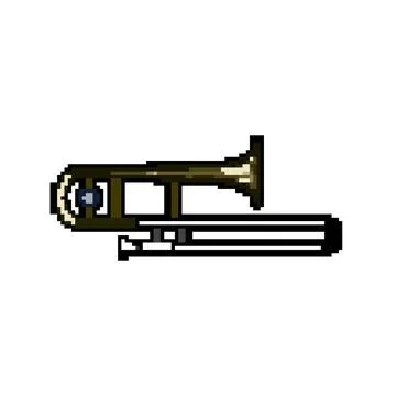 Crystal trombone pixel art vector illustration Stock Illustration