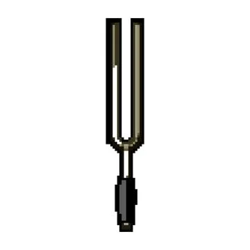 Crystal tuning fork pixel art vector illustration Stock Illustration