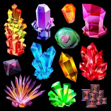 Crystal vector crystalline stone gem and precious gemstone for jewellery Stock Illustration