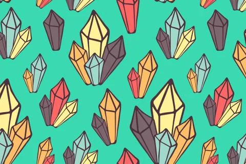 Crystal vector seamless pattern in calm palette Stock Illustration