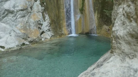 Crystal Water Cold Waterfall Stock Footage 77357920