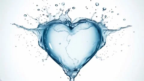 Crystal water splash forms a heart shape on white Stock Footage 317167414