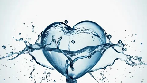 Crystal water splash forms a pure heart on white Video stock 317217374