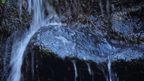 Crystal water waterfall cascade in forest 4k Stock Footage 77438216