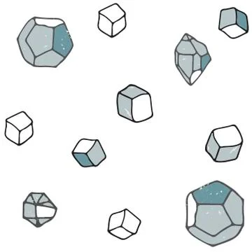 Crystal white cube vector texture blue color drawing illustration crystal pol Stock Illustration