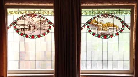 Crystal window glass art Stock Footage 62148674