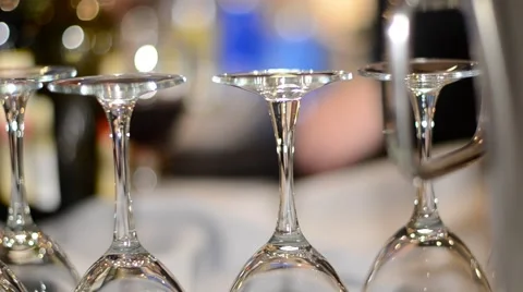 Crystal Wine Glasses Stock Footage 68151894
