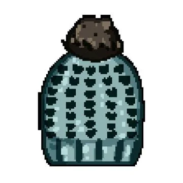 Crystal winter hat knit pixel art vector illustration Stock Illustration