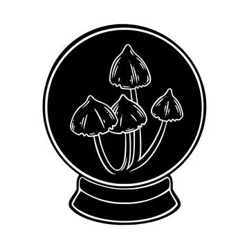Crystall ball for fortune tellers. Witch occult spiritual ball with mystic Stock Illustration