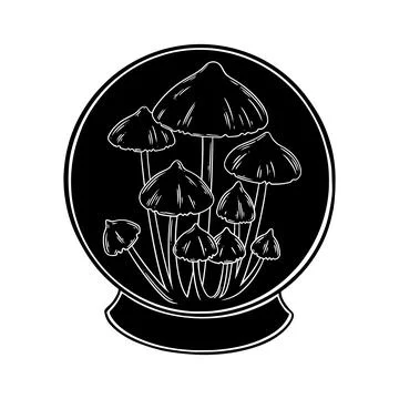 Crystall ball for fortune tellers. Witch occult spiritual ball with mystic Stock Illustration