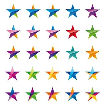 Crystalline star logo set Stock Illustration