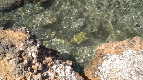 Crystalline water rocks Stock Footage 128347271