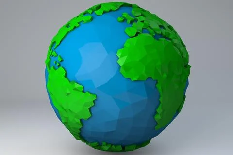 Crystallised Low Poly Cartoon Earth 3D Model