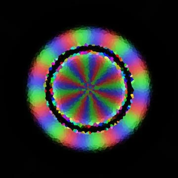 Crystallized colorful rainbow rays in circular floral pattern Stock Illustration