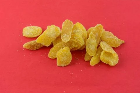 Crystallized ginger pieces snack Foto stock