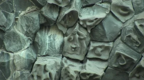 Crystallized lava with face-like surface in Asbyrgi, Iceland Stock Footage 47762523