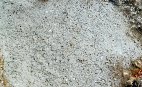 Crystallized salt on a muddy bottom in the upper Kuyalnitsky estuary. Ukraine Stock Photos