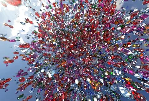 Crystals are scattered over the mirror surface. Stock Illustration