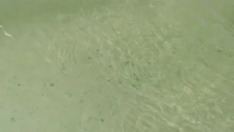 Crystals of aromatic sea salt dissolving in the water in the bathroom, close-up Stock Footage 228061876
