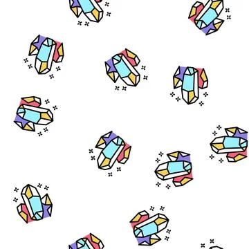 Crystals astrological vector seamless pattern Stock Illustration