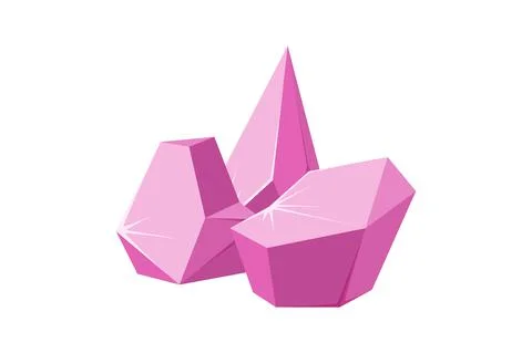 Crystals broken into pieces. Smashed ruby crystals. Broken gemstones or pink Illustrazione stock