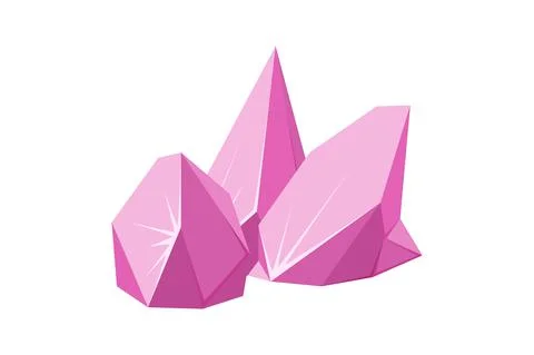 Crystals broken into pieces. Smashed ruby crystals. Broken gemstones or pink Stock Illustration