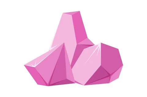 Crystals broken into pieces. Smashed ruby crystals. Broken gemstones or pink Stock Illustration