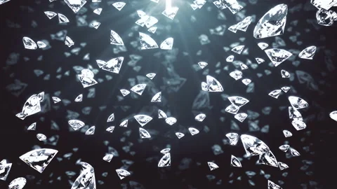 Crystals fall on a black background. 3D rendering of colored light for a video Video stock 133396422