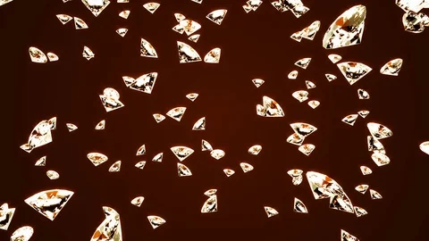 Crystals fall on an orange background. Background for advertising. 3d render Stock Footage 127215355