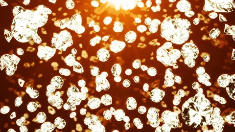 Crystals fall on an orange background. Background for advertising. 3d render Stock Footage 138901411