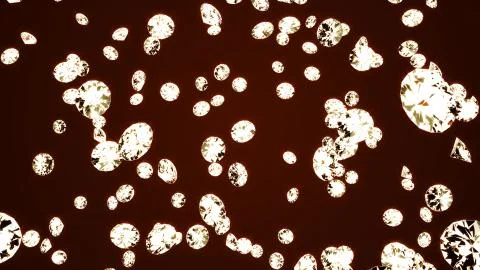 Crystals fall on an orange background. Background for advertising. 3d render 스톡 일러스트