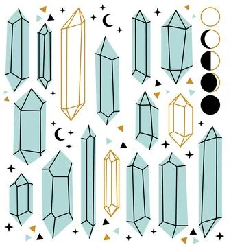 Crystals flat illustration Stock Illustration