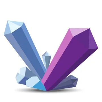 Crystals in flat style on white background Stock Illustration