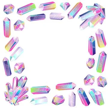 Crystals frame isolated vector Stock Illustration