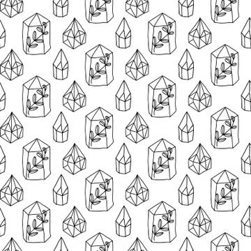 Crystals Gem Magic seamless pattern Stock Illustration