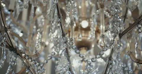 Crystals hanging from a chandelier Stock Footage 254846475