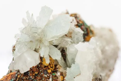 Crystals of hemimorphite on the matrix 스톡 사진