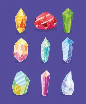 Crystals icons set Illustrazione stock
