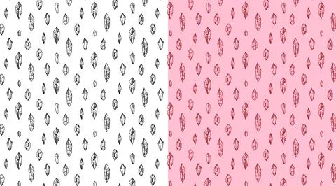 Crystals illustration pattern in doodle style. A set of crystals. collectio.. Stock Illustration