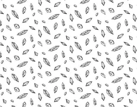Crystals illustration pattern in doodle style. A set of crystals. collectio.. Stock Illustration