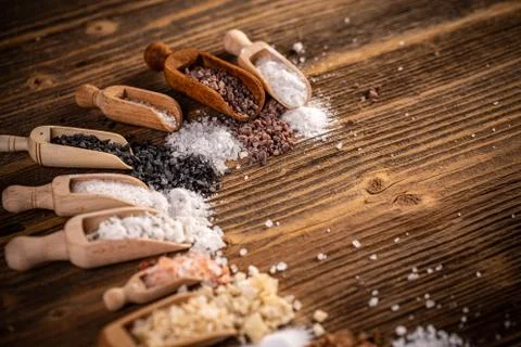 Crystals of kitchen salt Stock Photos