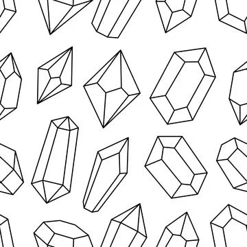 Crystals outline pattern. Mystical, esoteric, magic or healing crystals Stock Illustration
