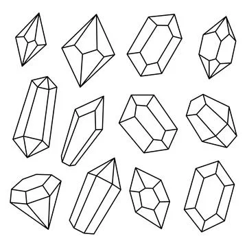 Crystals outline set. Mystical, esoteric, magic or healing crystals. Vector 스톡 일러스트