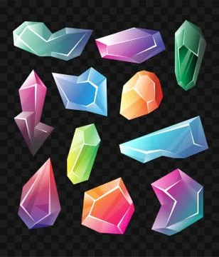 Crystals - realistic vector set of minerals Stock Illustration